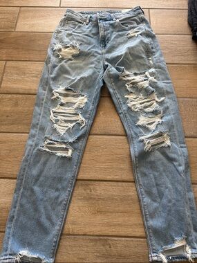 American Eagle Outfitters Light Blue Ripped Straight Jeans